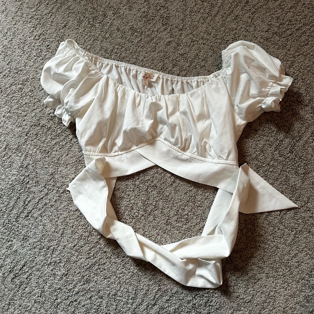 White Wrap Around Crop Top